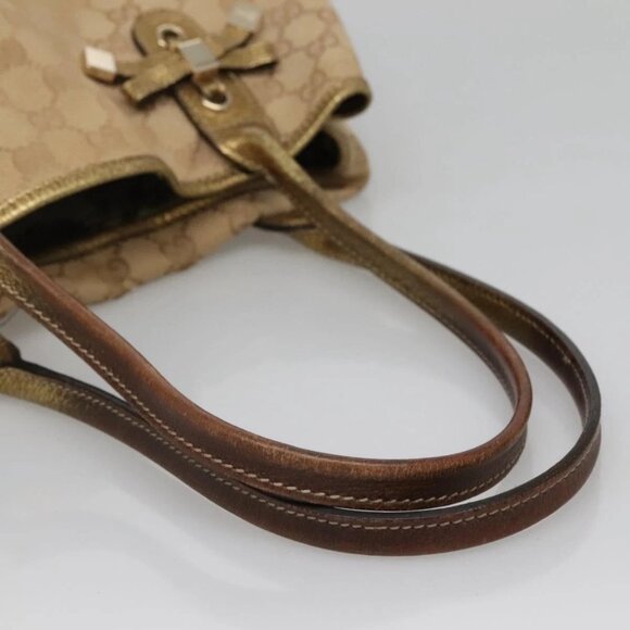 GUCCI GG Canvas Hand Bag Beige Gold 163805 Auth 135061 - Picture 7 of 16